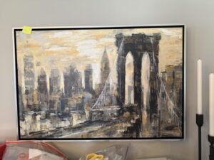 A painting of a New York City skyline at sunset was part of the moving services we provided from Potomac, Maryland to South Carolina.
