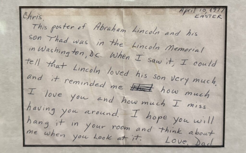 handwritten note from father sentimental item estate cleanout example